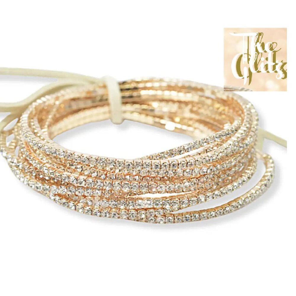 " The Glitz " 20 Rhinestone Stacking Stack Bracelets – Sparkle - Picture 2 of 3